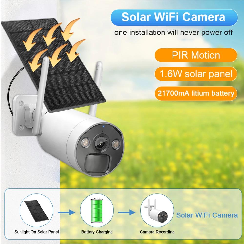 3MP 4ch Security Cam Outdoor Smart Ip Cctv WirelessSolar Panel Solar Camera System